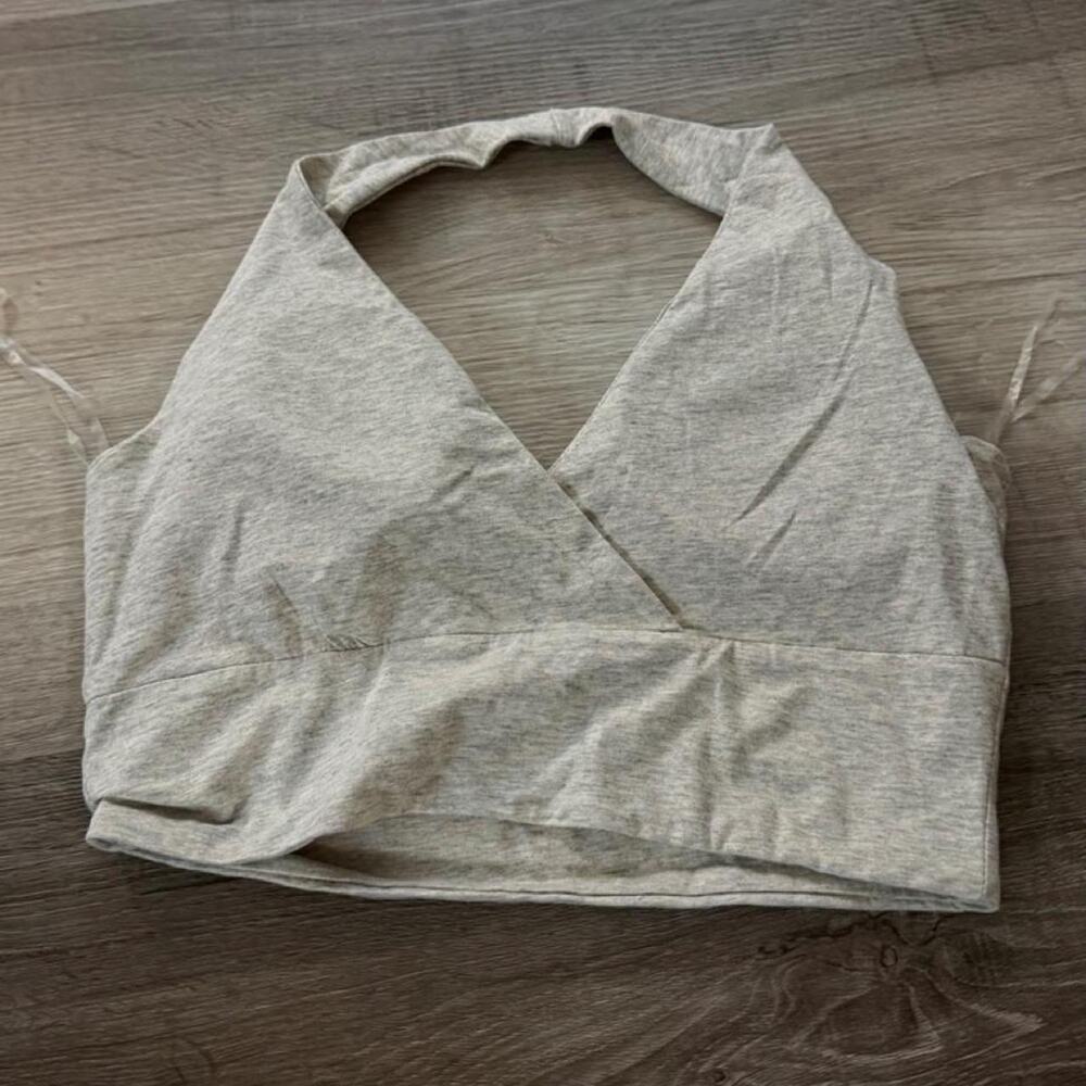 Cotton on gray halter crop